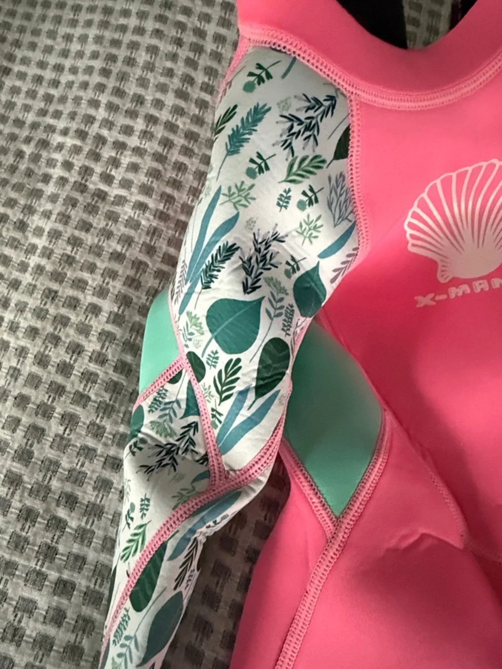Girls Pink & Mint Seashell Wetsuit - Shell Logo